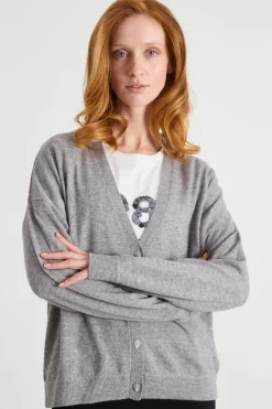 Cardigan con maniche a spalla scesa - Grigio