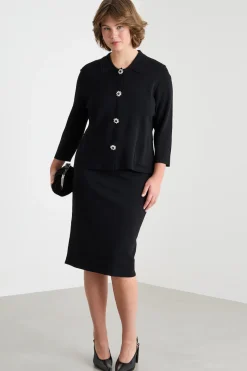 Cardigan con maniche a tre quarti - Nero