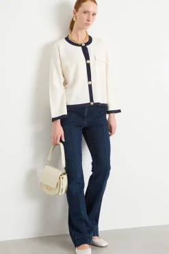 Cardigan con profili a contrasto - Bianco