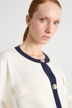 Cardigan con profili a contrasto - Bianco