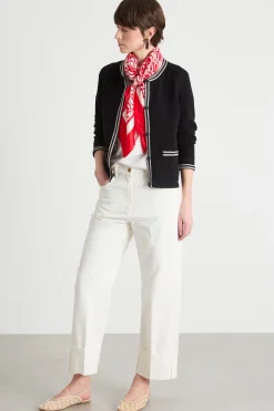 Cardigan con profili a contrasto - Nero Bianco