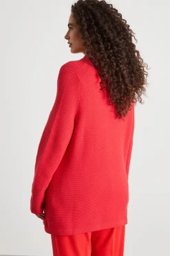 Cardigan con rever - Rosso