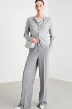 Cardigan con ricami bijou - Grigio