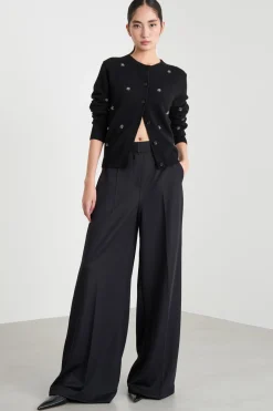 Cardigan con ricami bijou - Nero