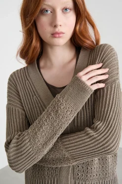 Cardigan con scollo a V - Beige