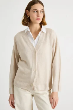 Cardigan con scollo a V - Beige