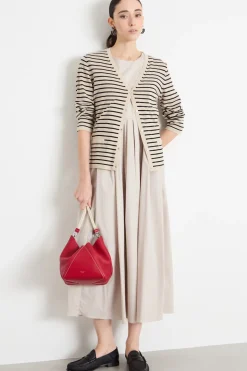 Cardigan con scollo a V - Beige Nero