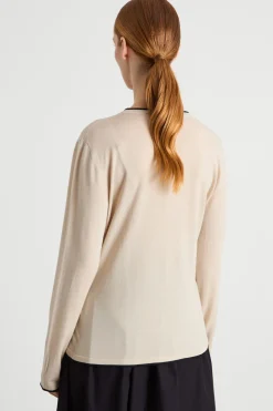 Cardigan con scollo a V - Beige Nero