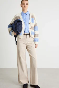 Cardigan con scollo a V - Bianco Azzurro Grigio