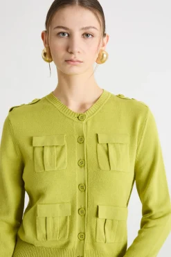 Cardigan con tasche - Verde