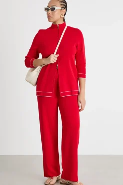 Cardigan con zip - Rosso