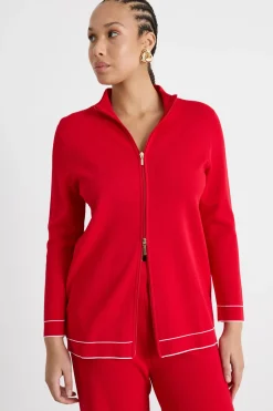 Cardigan con zip - Rosso