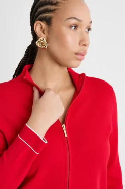 Cardigan con zip - Rosso