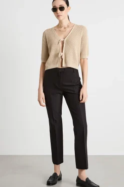 Cardigan crop traforato - Beige