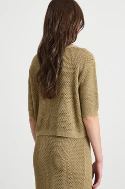 Cardigan crop traforato - Verde