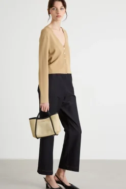 Cardigan dritto con scollo a V - Cammello