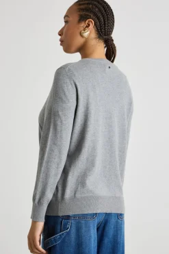 Cardigan dritto con scollo tondo - Grigio
