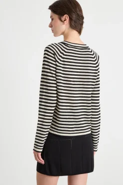 Cardigan girocollo con piccole tasche applicate - Bianco Nero