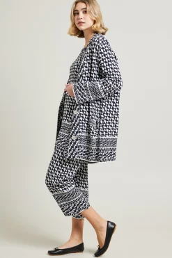Cardigan in viscosa jacquard - Blu Notte Bianco