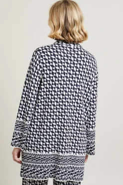Cardigan in viscosa jacquard - Blu Notte Bianco