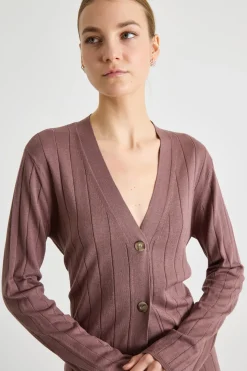 Cardigan leggero a coste - Rosa