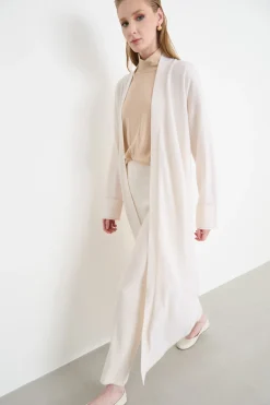 Cardigan lungo a vestaglia - Bianco