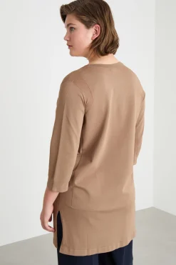 Cardigan lungo con tasche - Cammello