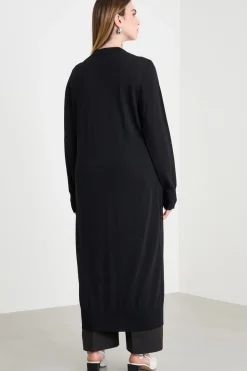 Cardigan lungo con tasche - Nero