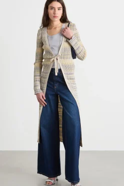 Cardigan lungo e aderente - Beige