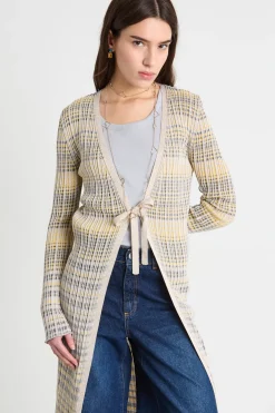 Cardigan lungo e aderente - Beige