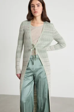 Cardigan lungo e aderente - Verde