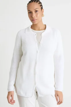 Cardigan modello polo - Bianco