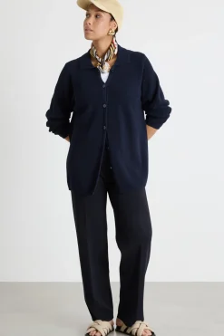 Cardigan modello polo - Blu
