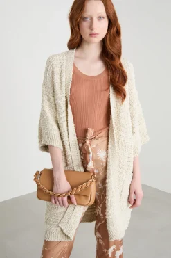 Cardigan open-front con tasche - Bianco