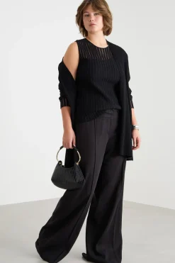 Cardigan open-front e top - Nero
