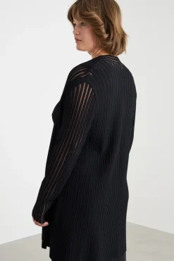 Cardigan open-front e top - Nero