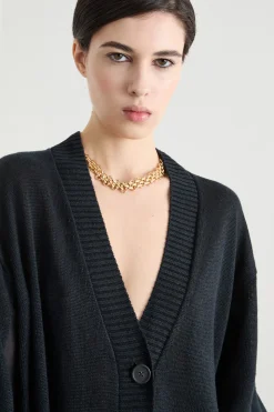 Cardigan oversize con ampio scollo - Nero