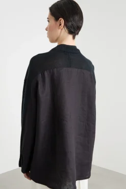 Cardigan oversize con ampio scollo - Nero
