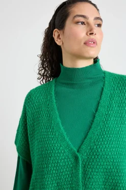 Cardigan smanicato - Verde