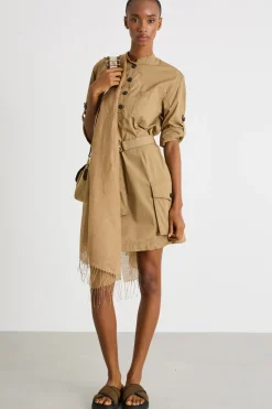 Cargo dress in popeline - Cammello