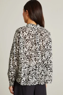 Casacca in mussola con nappine - Nero Bianco