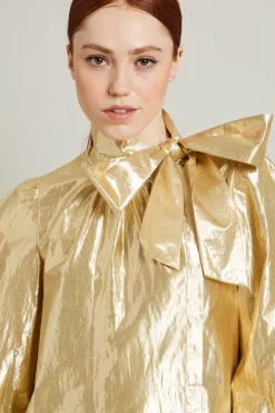 Casacca laminata con foulard - Oro