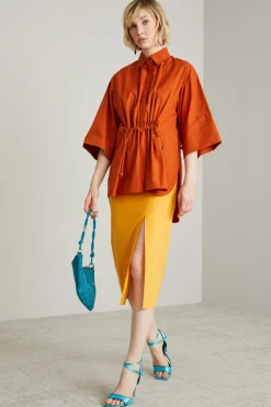 Casacca over con coulisse - Terracotta