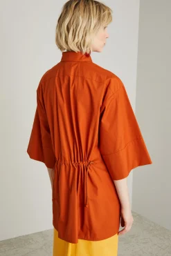 Casacca over con coulisse - Terracotta