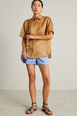 Casacca stile camicia in organza - Oro
