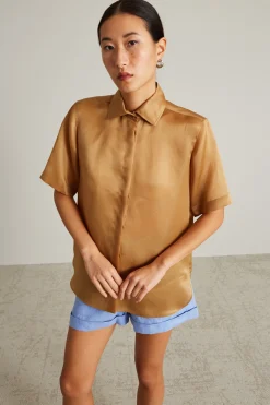 Casacca stile camicia in organza - Oro