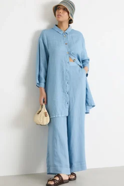 Casacca ampia con spacchi - Azzurro
