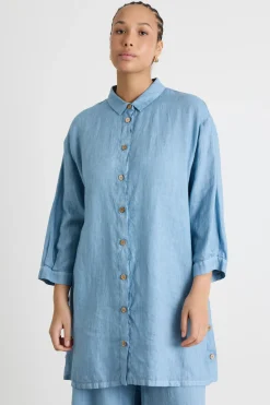 Casacca ampia con spacchi - Azzurro
