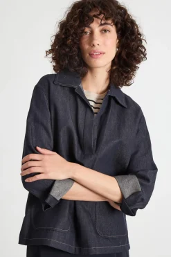 Casacca ampia con tasche - Blu