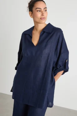 Casacca boxy con alamari - Blu